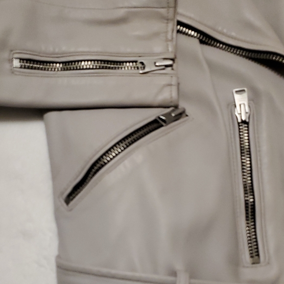 All Saints Light Gray Leather Jacket - Picture 4 of 11